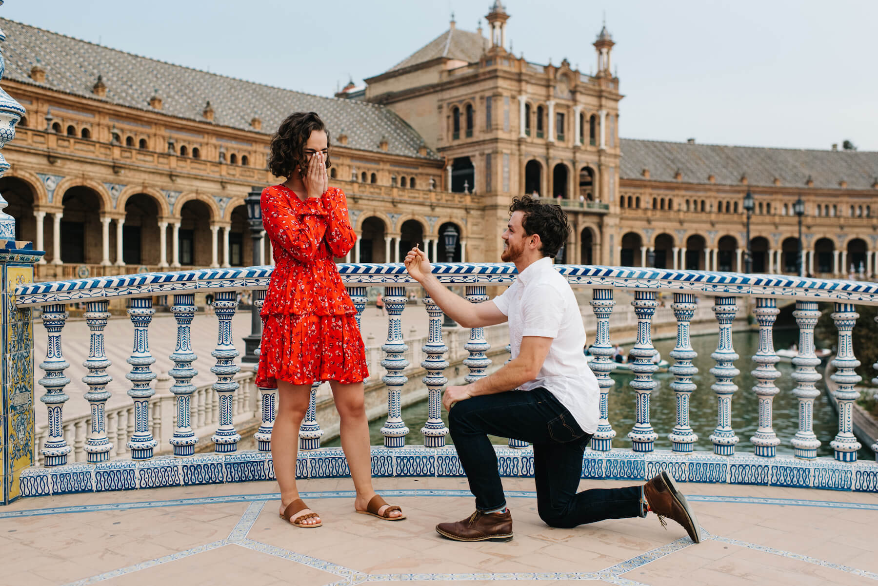 A proposal moment on a bridge in Seville